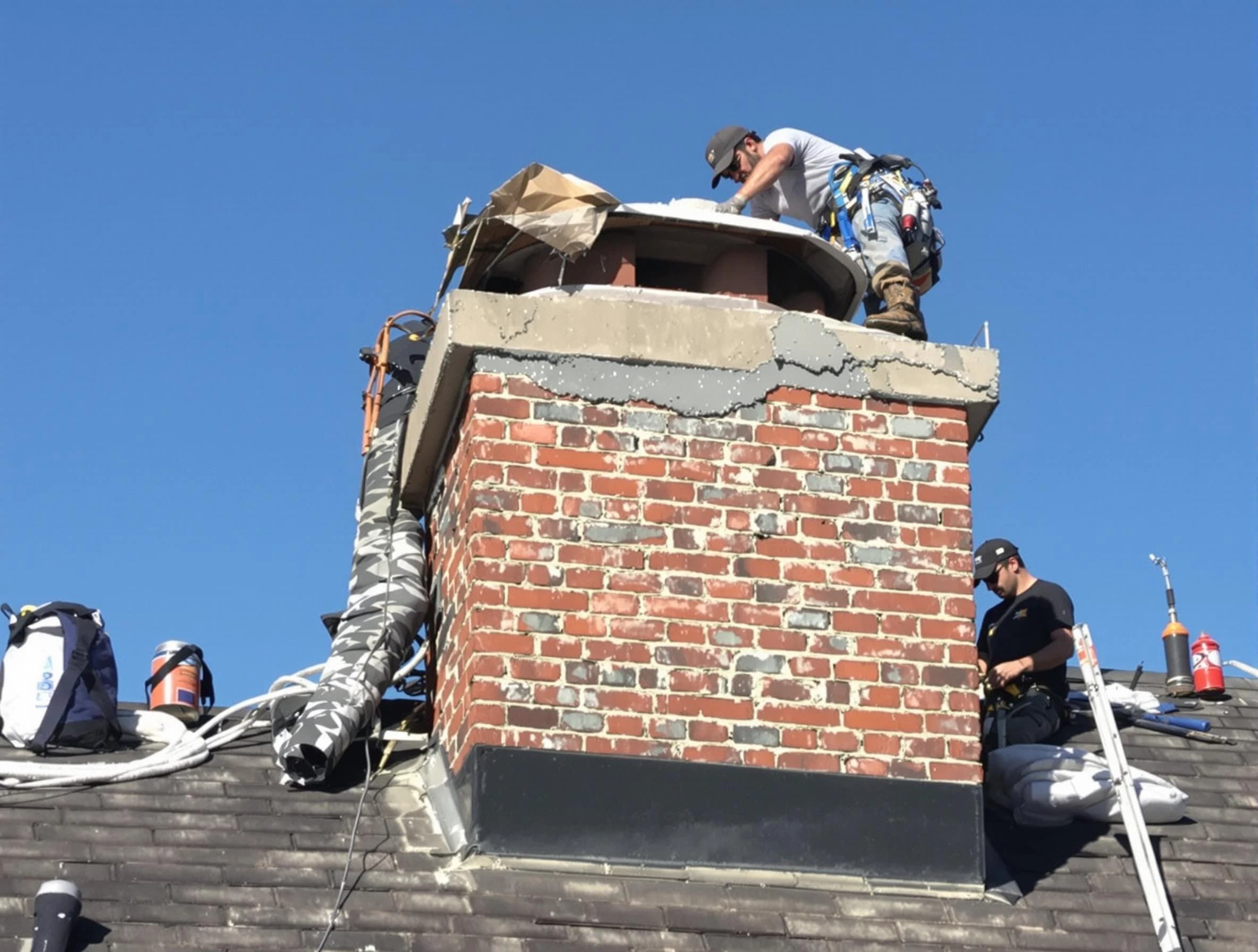 West Jordan Chimney Sweep installing a custom chimney crown in West Jordan, UT