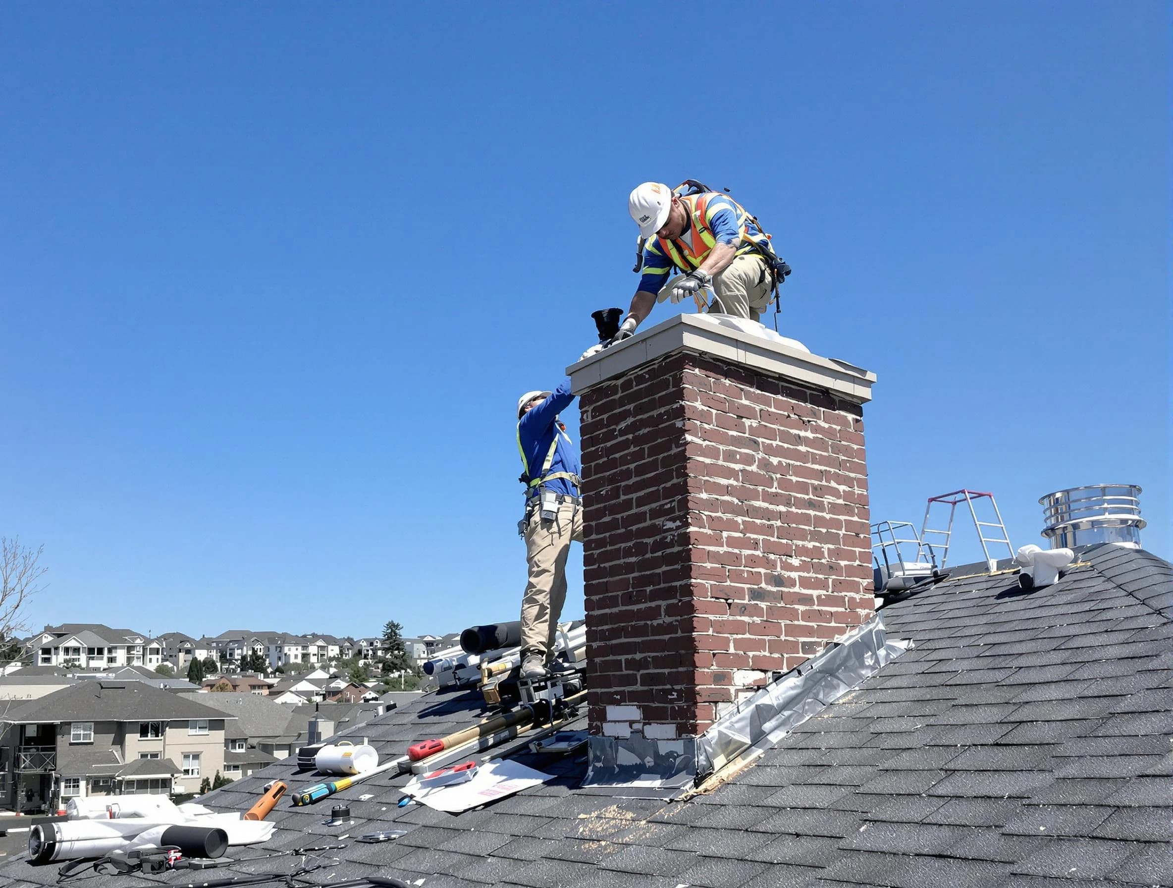West Jordan Chimney Sweep repairing a chimney crown in West Jordan, UT