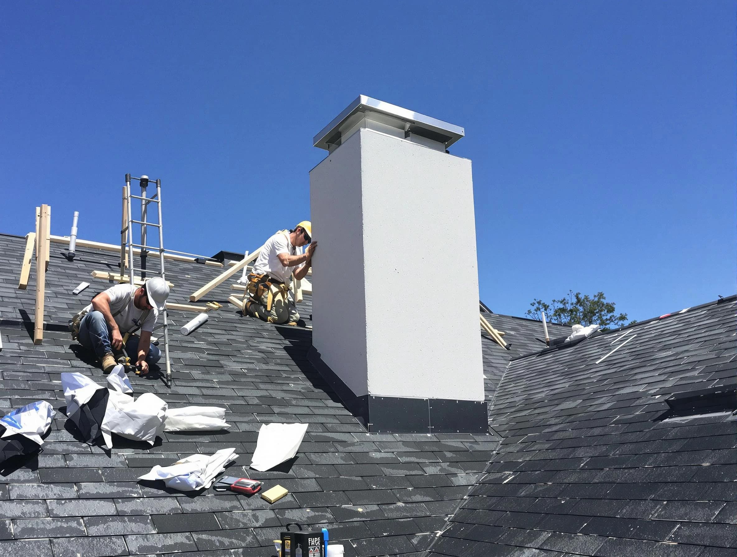 West Jordan Chimney Sweep crew installing a new chimney in West Jordan, UT