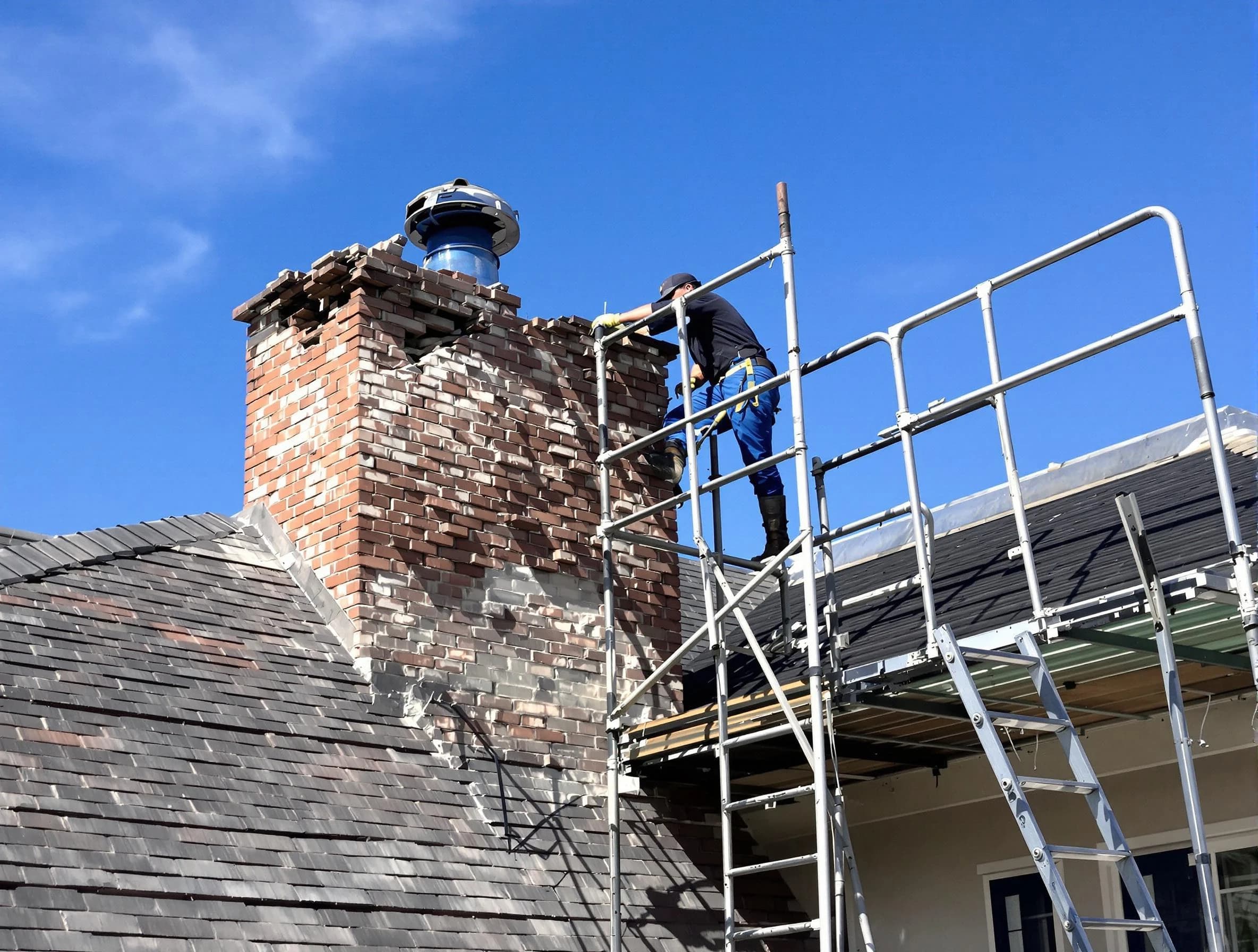 Rebuilding a chimney structure by West Jordan Chimney Sweep in West Jordan, UT