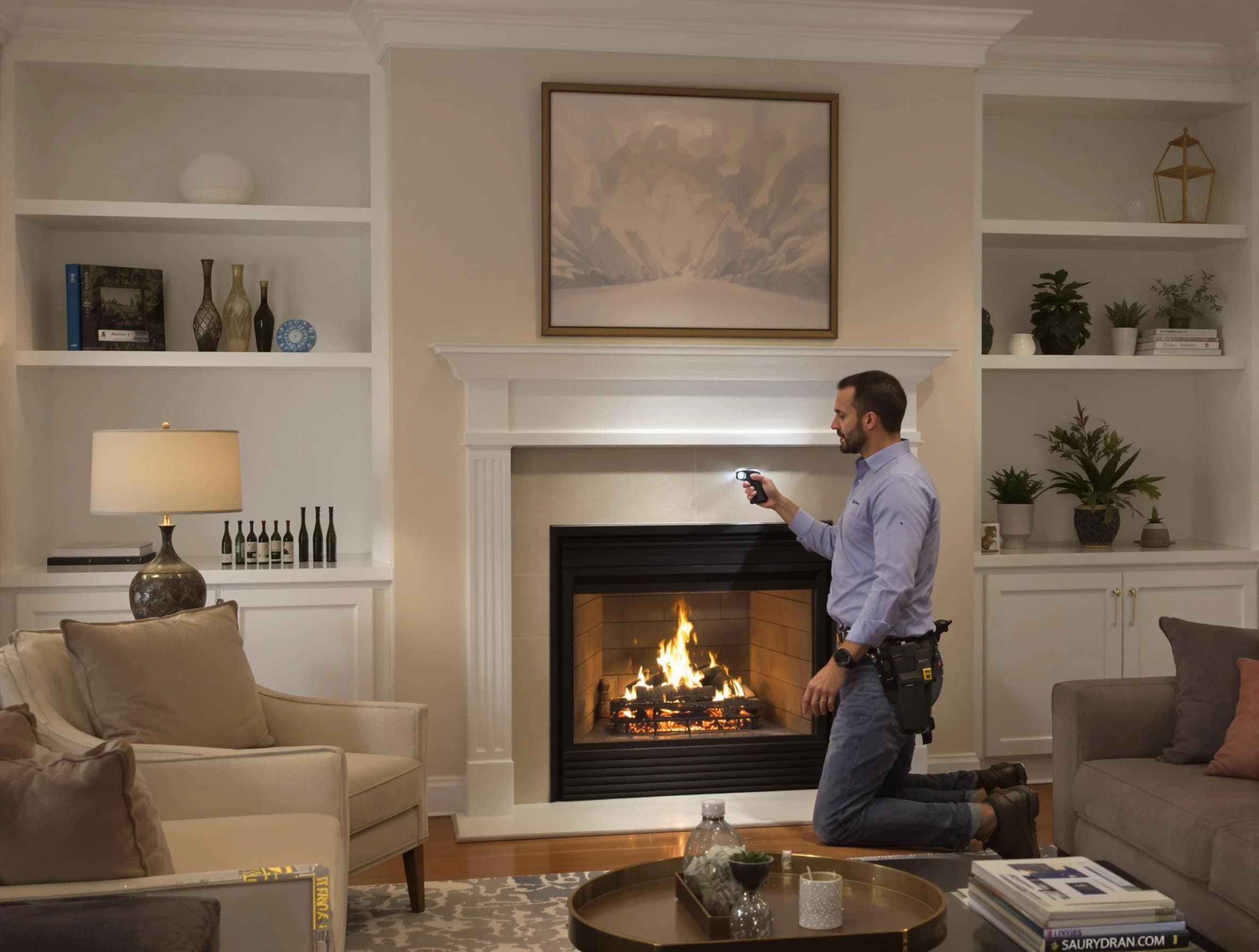 West Jordan Chimney Sweep conducting a fireplace safety inspection in West Jordan, UT