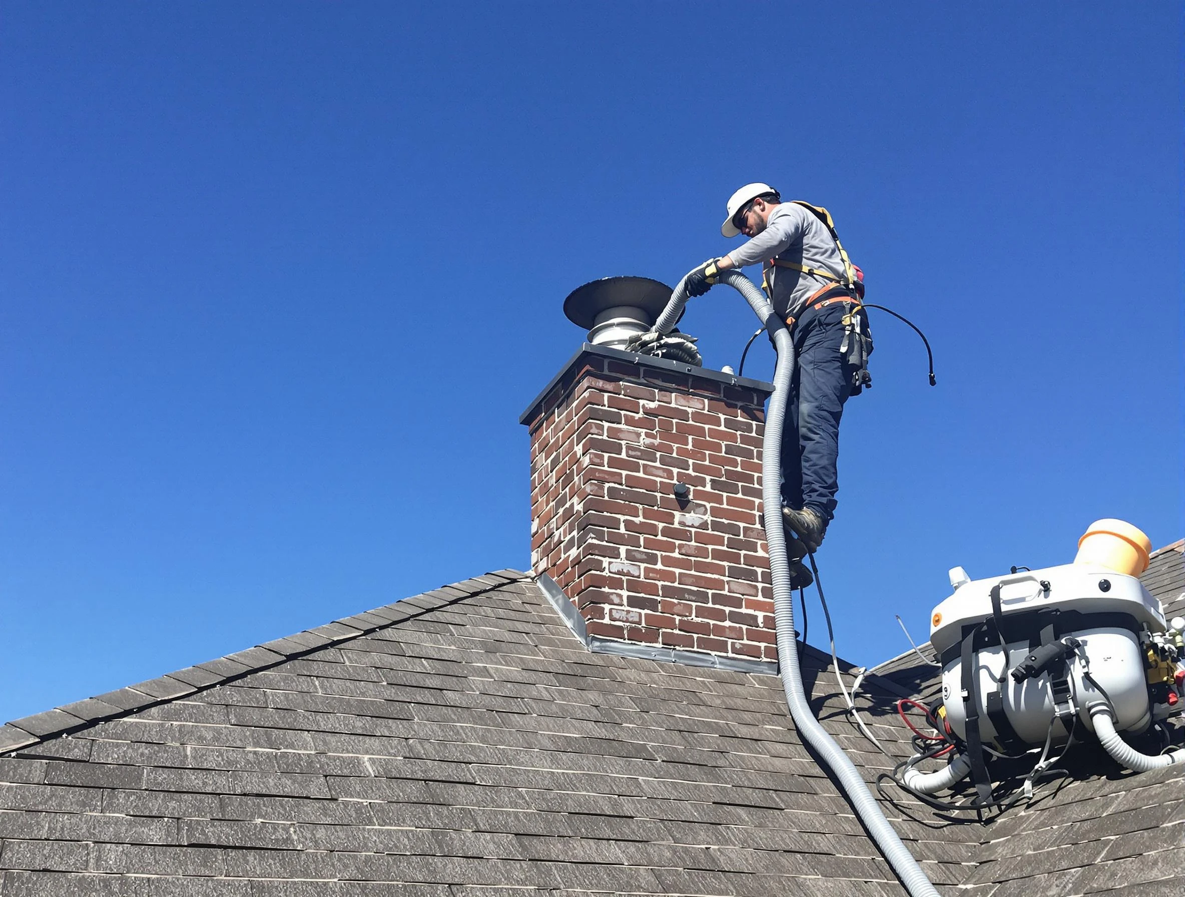 Dedicated West Jordan Chimney Sweep team member cleaning a chimney in West Jordan, UT